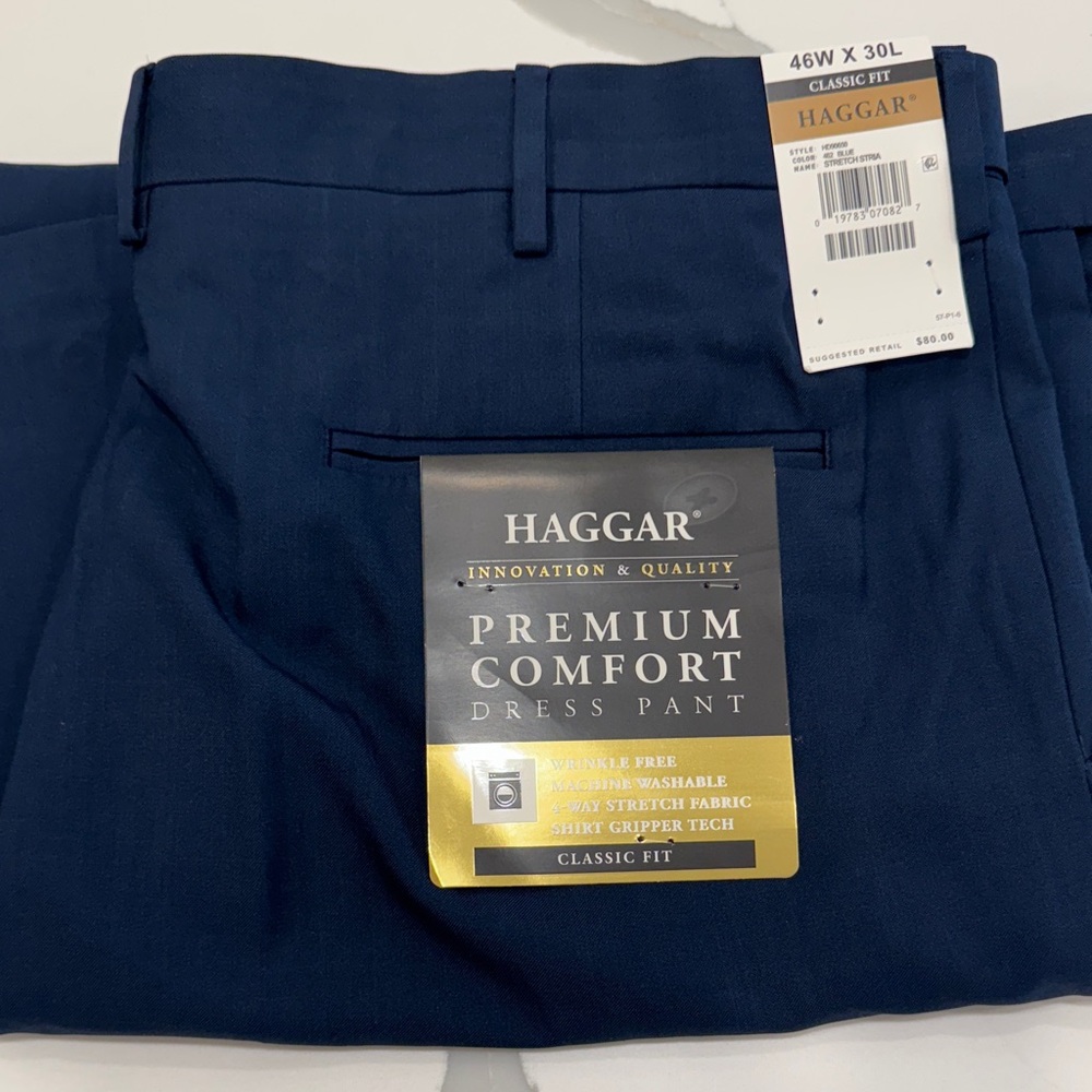 Haggar Men's Navy Flat Front Shorts 46x30
